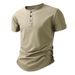 Summer Men's Sports Henley Collar T-Shirt Short Sleeved Moisture Wicking European Size_viptrois.com