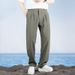 Men's Ice Silk Pants Summer Thin Loose Fit Straight Wide Leg Casual Long Dress Pants_viptrois.com