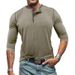Men's Clothing Long Sleeve Henley Shirt Cotton Blend Casual T-Shirt For Autumn Winter - Slim Fit Crew Neck Tee In White, Black, Navy, Olive & More_viptrois.com