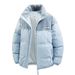 Unisex 2025 Winter Stand Collar Printed Cotton Jacket - Loose Fit Windproof Couple Coat With 400g Filling_viptrois.com