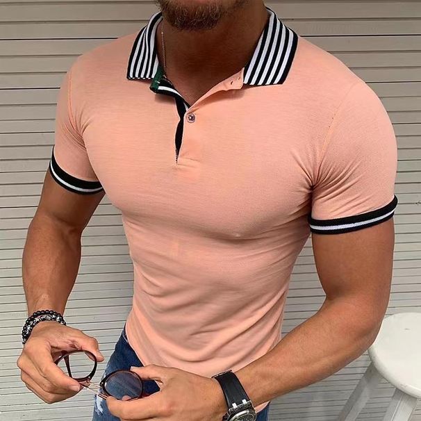 Men's Clothing Summer Striped Lapel Men's Sports Polo Shirt Top T Shirt_viptrois.com