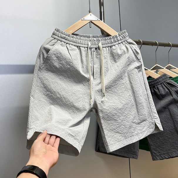 Men's Clothing Shorts Seersucker Versatile Casual Fashion Trend Loose Beach Shorts_viptrois.com