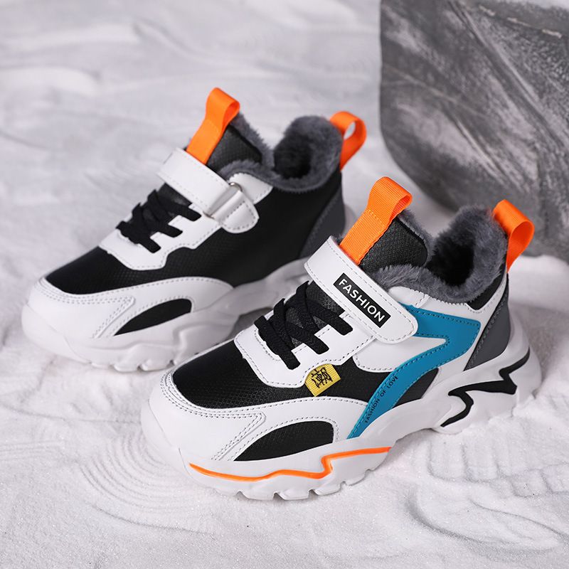 Child's shoes Boys' shoes Spring and autumn breathable mesh shoes winter cashmere warm children's cotton shoes large children_viptrois.com