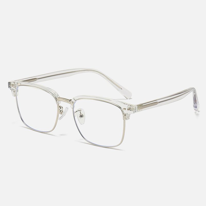 Men's Glasses New Fashion Retro Men's Eyebrow Square Frame Plate Glasses Frame Business Metal Flat Mirror Anti Blue Light Glasses Frame_viptrois.com