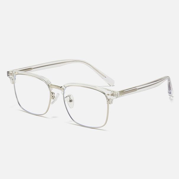 Men's Glasses New Fashion Retro Men's Eyebrow Square Frame Plate Glasses Frame Business Metal Flat Mirror Anti Blue Light Glasses Frame_viptrois.com