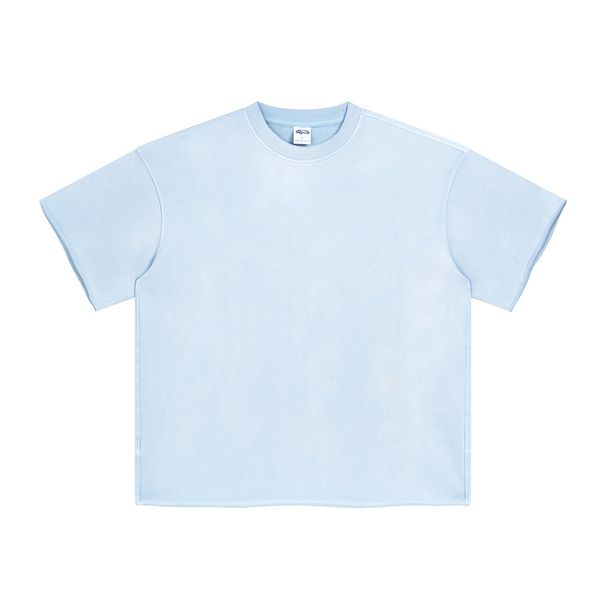 Spring And Summer Old Spray Dyed Brushed Loose Edged High Street Trend Brand Short Sleeved Shorts Couple Suit_viptrois.com