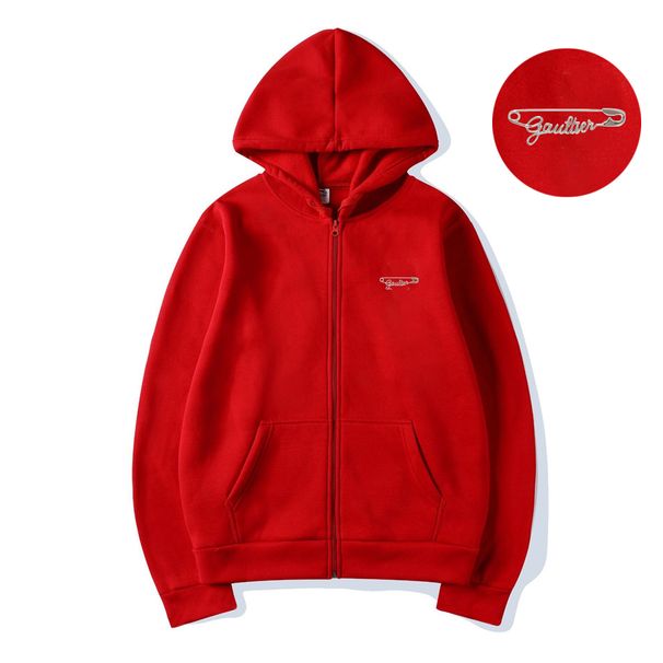 Men's Clothing Autumn And Winter Hooded Cardigan Sweater Pin Print Loose Large Size Youth Brushed Zipper Jacket_viptrois.com
