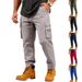 Men's High Street Hip Hop Slim Fit Cargo Pants Spring Autumn American Style Loose Casual Multi Pocket Long Trousers European Size_viptrois.com