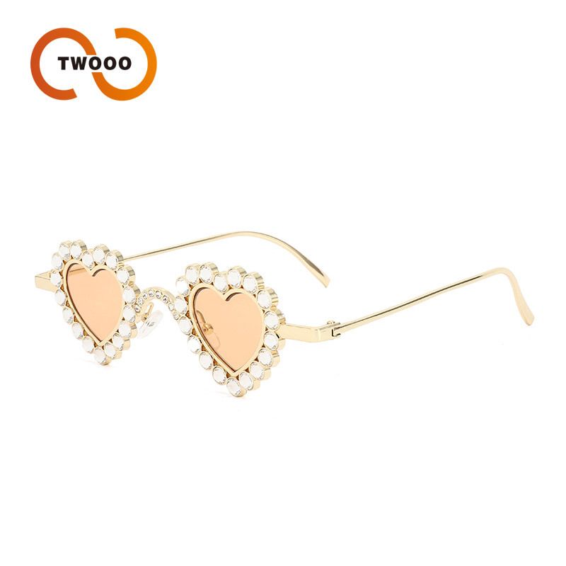 Two Circles Love Shape Diamond Sunglasses - Y2K Retro Fashion Glasses With Studded Design_viptrois.com