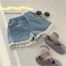 Girls' Shorts Denim Summer Thin 2024 New Style Fashionable Shorts Trendy Baby Outer Wear Loose Children's Hot Pants_viptrois.com