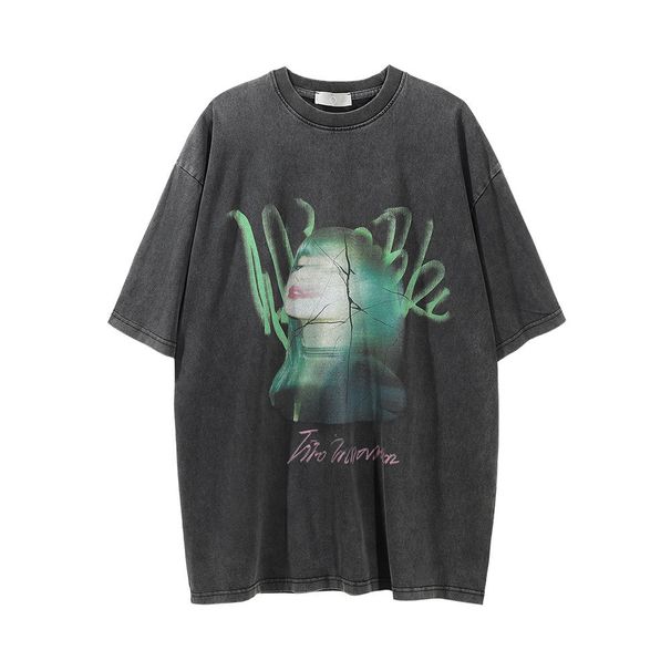 Men’s Clothing Printed Short Sleeve T Shirt Men's Style Hip Hop Trend Half Sleeve Street Fashion Loose Round Neck Five Point Sleeve_viptrois.com