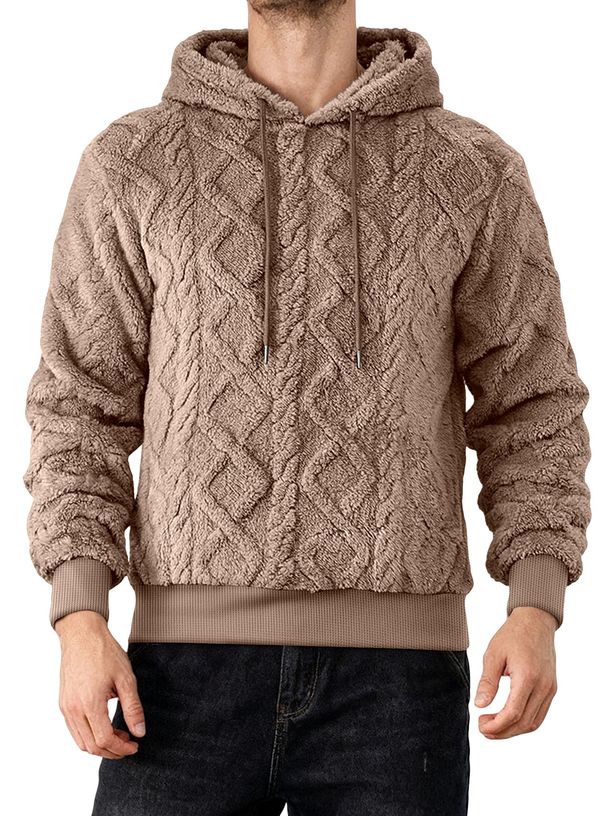 Men's Heavyweight Fleece-Lined Hooded Sweatshirt, Winter Pullover With Zipper Pockets, Loose Fit Casual Zip-Up Hoodie For Cold Weather_viptrois.com