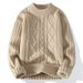 Men's Clothing Solid Color Twisted Sweater Coat Wool Velvet Youth Warm Round Neck Long Sleeve Knitted Bottoming Shirt_viptrois.com