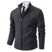 Men’s Fleece-Lined Stand Collar Knit Cardigan – Slim Fit Zip-Up Sweater For Winter (Sizes M-3XL)_viptrois.com