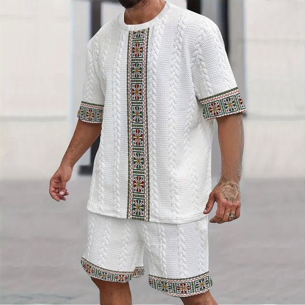 Men's Clothing Printing Round Neck Men's Summer Short Sleeved T Shirt Loose Casual Shorts Suit_viptrois.com