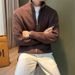Men's Slim Fit Zip-Up Knit Cardigan - Solid Color Stand Collar Sweater Jacket For Autumn & Winter, Casual Outerwear_viptrois.com