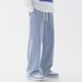 Jeans Men's Japanese Retro Elastic Waist Casual Straight Pants Wide Leg Pants_viptrois.com
