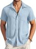 Men's Clothing Men's Clothing New Men's Shirt Loose And Comfortable Textured Shirt Vertical Striped Short Sleeved Pocket Shirt_viptrois.com