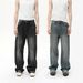 Men's Clothing Washed Vintage Distressed Whiskered Heavy Straight Wide Leg Casual Jeans_viptrois.com