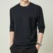 Heavyweight 100% Cotton Long Sleeve T-Shirt Men's Solid Color Base Shirt 2025 New Style Top Spring Autumn Round Neck_viptrois.com