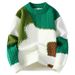 Pure Design Sense Color-Block For Men, Autumn And Winter Trendy Brand Patchwork Knitwear, Loose Casual Youth Sweater Jacket_viptrois.com