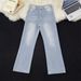 Retro American Style Washed Blue Jeans For Men, Spring And Autumn, Trendy Brand, Loose Straight Leg Wide Leg Casual Pants._viptrois.com