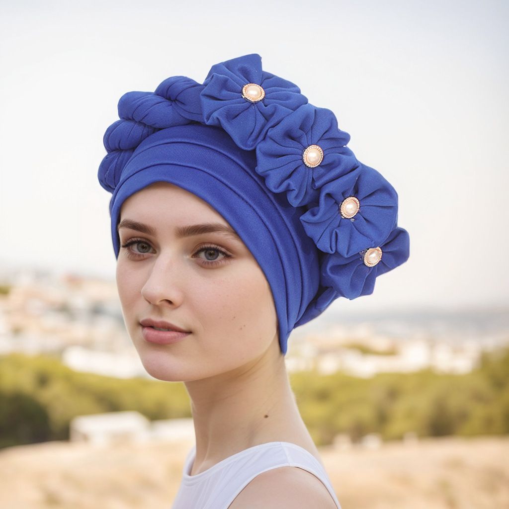 New Three Layer Hat With Flower Braids Sticky Small Flower Baotou Hat Ten Colors In Stock_viptrois.com
