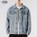 LKTM Men's Vintage Washed Moonlight Blue Denim Jacket American Style Casual Coat Streetwear Essential_viptrois.com