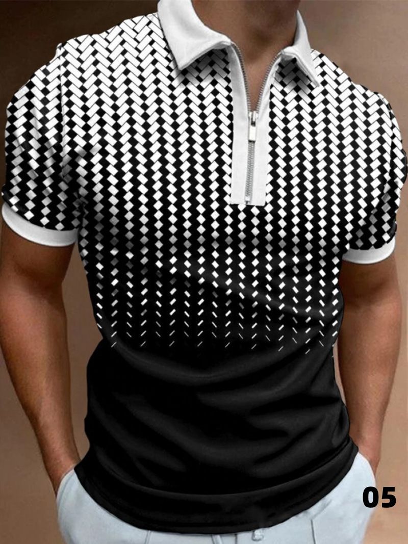 Men's Clothing Fashion Casual POLO Shirt Lapel Collage Pull On Button Business Solid Color Tops_viptrois.com