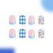 Short bright face square armor blue flower blue and white plaid wearing nail art patch fresh fashion Europe and the United States foreign trade 24 pie_viptrois.com