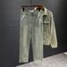 Men's Clothing Pants High Street Ins Trendy Brand Jacquard Full Print Design Jeans Men's Loose Wide Leg Pants Trend_viptrois.com