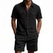 Men's Clothing Casual Loose Heavy Corduroy Short Sleeved Shirt American Summer Workwear Style_viptrois.com