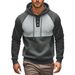 Autumn And Winter New Casual Men's Hooded Sweatshirt Contrast Color Stitching Plus Velvet Jacket Men_viptrois.com