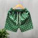 Men's Clothing Luxury Brand Men's Houndstooth Shorts Straight Leg Loose Fit Beach Casual Pants Retro Style Summer Four Quarter Length_viptrois.com