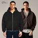 Men's Cropped Zip-Up Hoodie - Streetwear Pullover With Kangaroo Pocket, Oversized Fit Casual Sweatshirt_viptrois.com