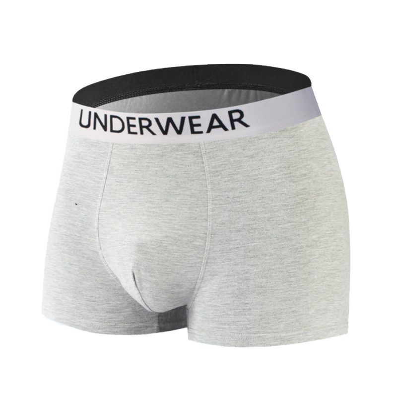Pulse Underwear European Size Mid-Waist Pure Cotton Simple Solid Color Briefs Breathable Loose Men's Youth Boxer Shorts_viptrois.com