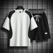 Men's Clothing Hong Kong style new summer men's trendy loose clothing trendy brand student short-sleeved T-shirt suit five-point sleeve two-piece suit_viptrois.com