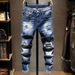 Men's Stretch Ripped Skinny Jeans Slim Fit Comfort Denim Pants With Distressed Details For Casual Wear_viptrois.com