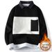 Wasuup Two-Piece For Men Winter Fleece Lined Thickened Trendy Brand Collar Knitted Base Shirt Sweater Jacket_viptrois.com