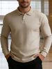 Men's Solid Color Lapel Button down Polo Shirt Long Sleeved Casual Everyday Style Versatile Top Cross Border Trade_viptrois.com