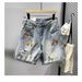 Men's Retro Distressed Straight Leg Denim Shorts Casual Loose Fitting Wide Leg Mid Length Pants Trendy Versatile Summer Wear_viptrois.com
