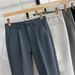 Men's Slim-Fit Summer Dress Pants – Lightweight Polyester Straight-Leg Trousers With Double Waistband & Breathable Fabric_viptrois.com