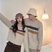 Color-Blocked Striped Sweater – Oversized Unisex Knit Pullover, Soft & Cozy Vintage-Inspired Casual Wear_viptrois.com