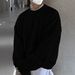 Vintage Cable Knit Sweater, Oversized Unisex Crewneck Long Sleeve Pullover, Casual Loose Fit For Men & Women_viptrois.com