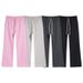 Streetwear Heavyweight 430g Cotton Pants – Relaxed Fit, Drawstring Waist, Spliced Flared Hem (Paris Pink/Black/Ash Grey, S-XXL, Oversized)_viptrois.com