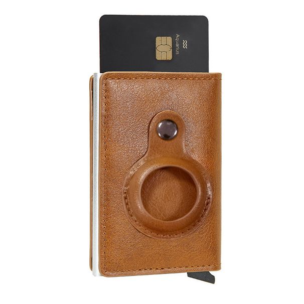Men's Bags Airtag Tracker Card Holder Men's Wallet RFID Anti Theft Swipe Metal Buckle Zipper_viptrois.com