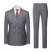 Men's Clothing Striped Suit Two Piece Men's Double Slit Suit Set_viptrois.com