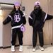 Girls Spring And Autumn Sports Suit 2024 New Style Middle And Large Children Loose Children's Hooded Sweater Children's Clothing Two Piece Set_viptrois.com