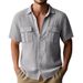 Men's Summer Casual Shirt European Size Breathable Linen Multi Pocket Buttoned Loose Fit Workwear Short Sleeved Beachwear_viptrois.com