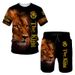 Fashion 3D Lion Print Men's Tracksuit 2-Piece Set Summer Outfit New T-Shirt Shorts_viptrois.com